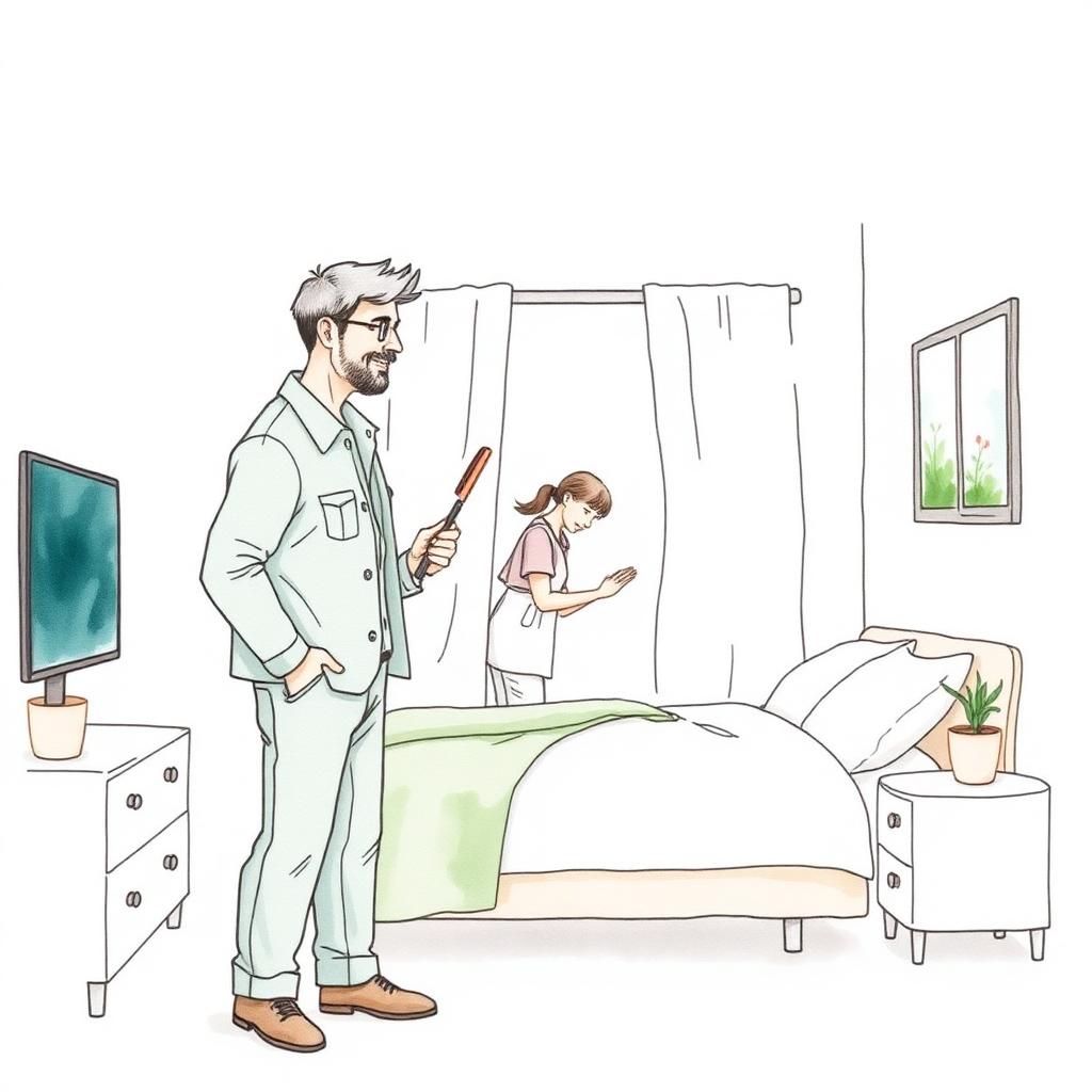 Ilustración de un anfitrión coordinando la limpieza de un alquiler temporario entre huéspedes