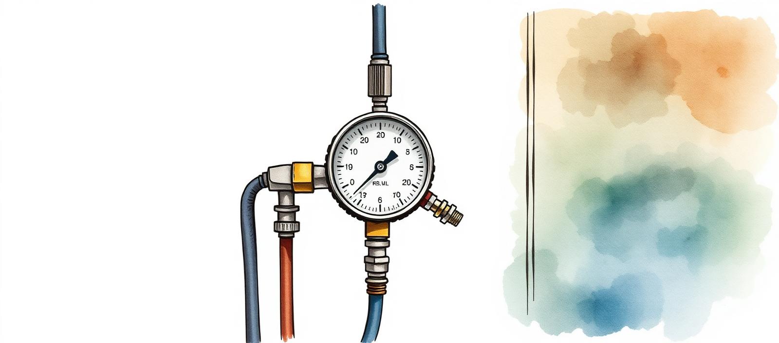 Manómetro de carga de gas refrigerante conectado a la unidad exterior de un split