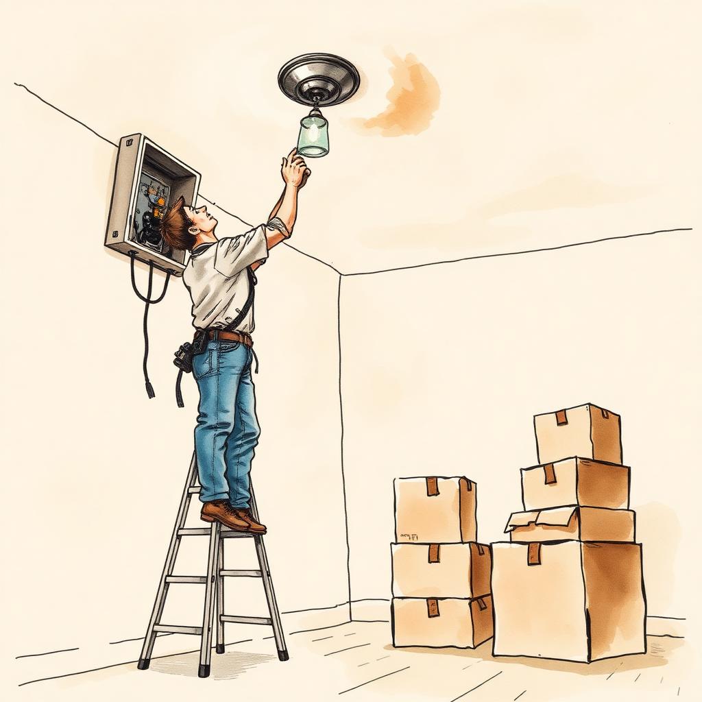Ilustración editorial acuarela: Instalaciones eléctricas al mudarte a un hogar nuevo