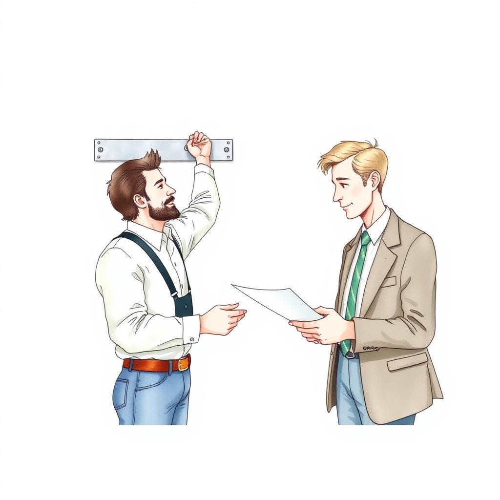 Ilustración de una inmobiliaria coordinando un arreglo de mantenimiento con un profesional en un departamento