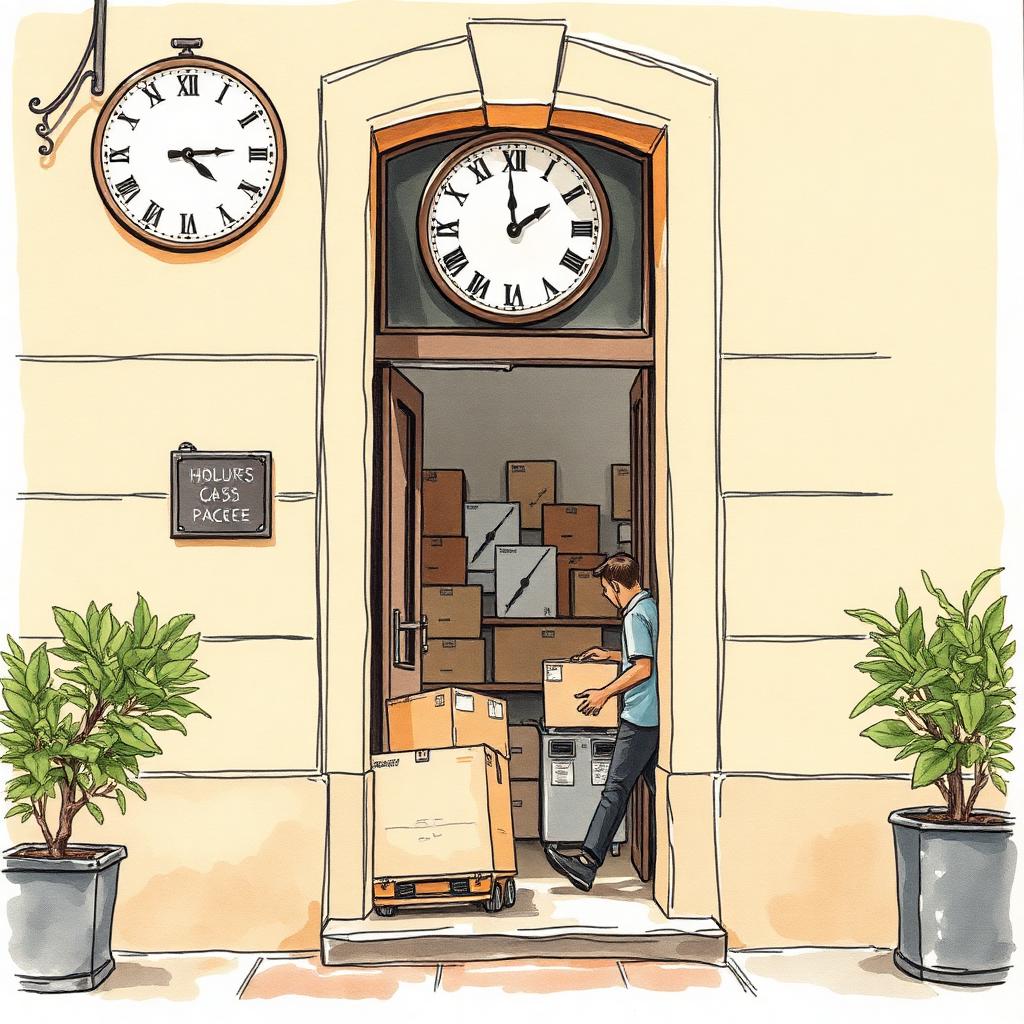 Ilustración de un mudancero cargando cajas junto a un camión en una calle de Buenos Aires