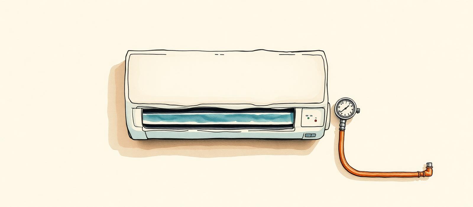 Ilustración editorial de técnicos de aire acondicionado.