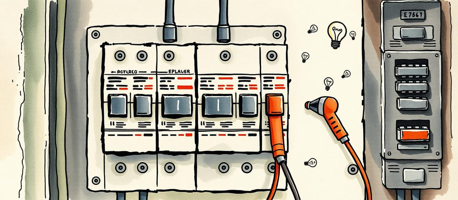 Ilustración editorial de electricistas.