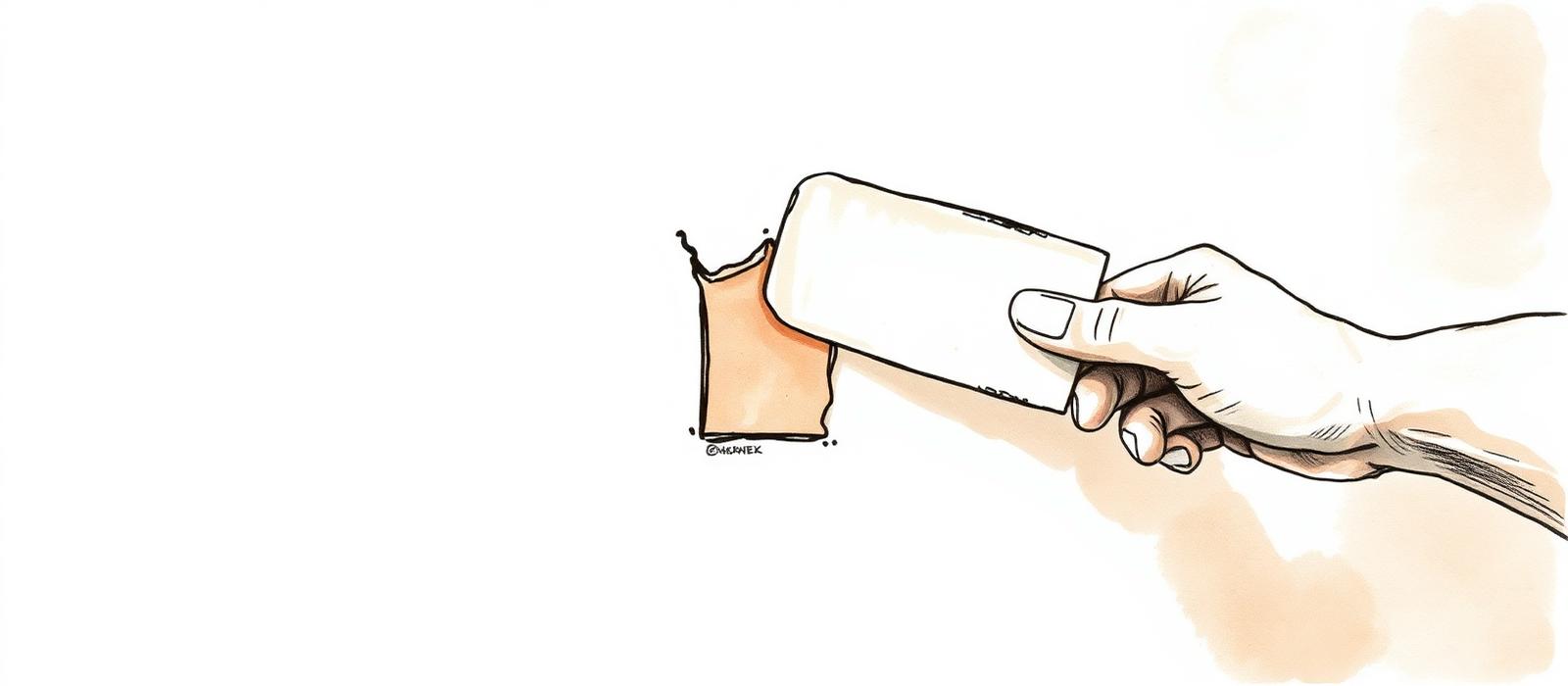 Ilustración editorial de preparación de paredes con enduido y lijado antes de pintar