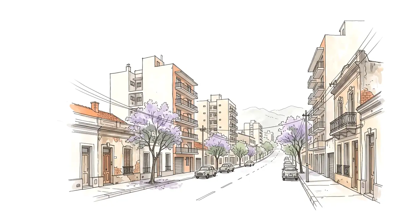 Ilustración acuarela de una calle de Córdoba